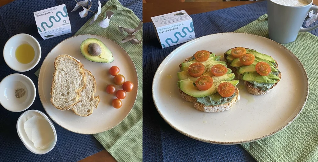 Fresh spirulina breakfast toast recipe