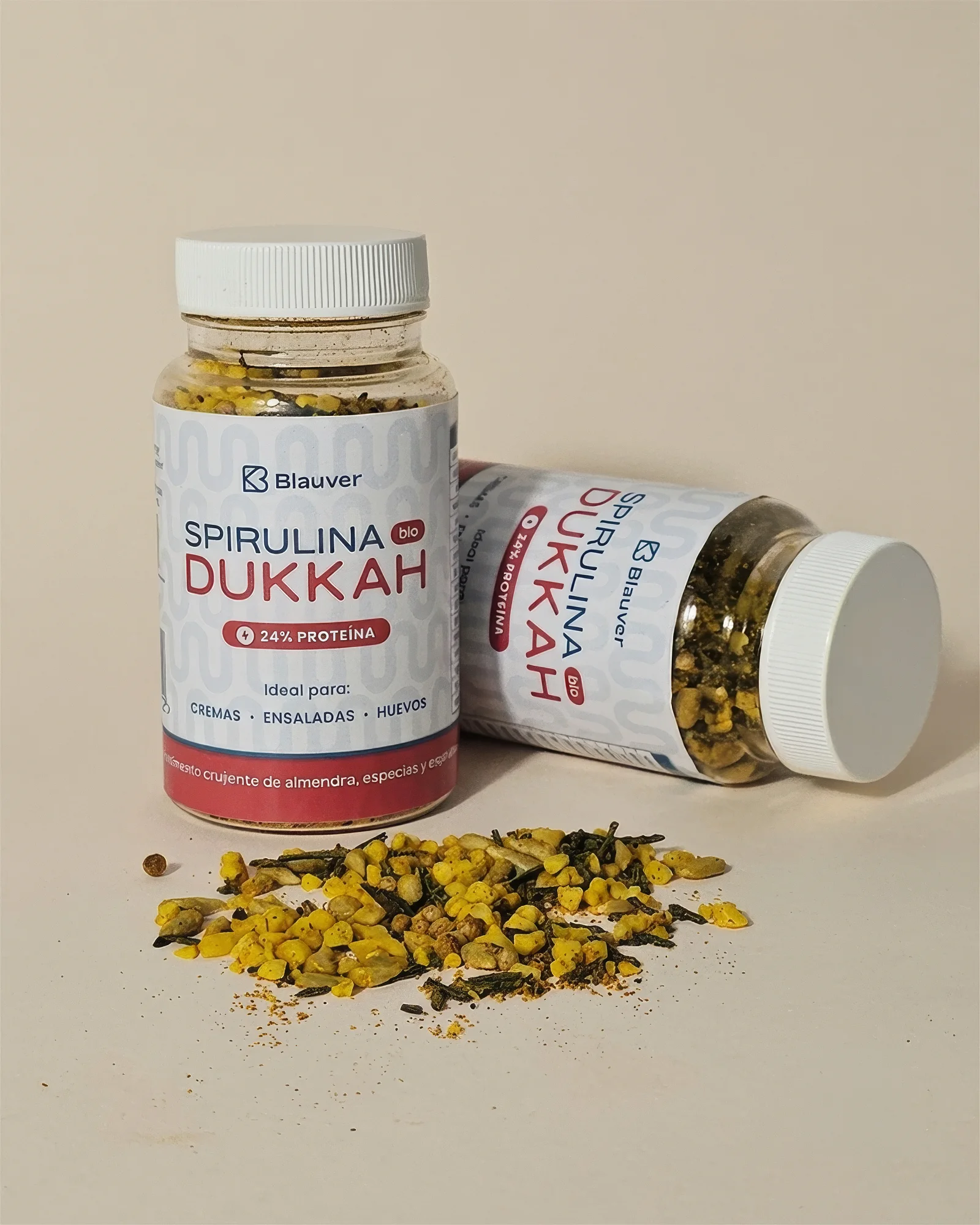 dukkah-condimento-espirulina-blauver Botes de Dukkah condimento de especias, pipas y espirulina